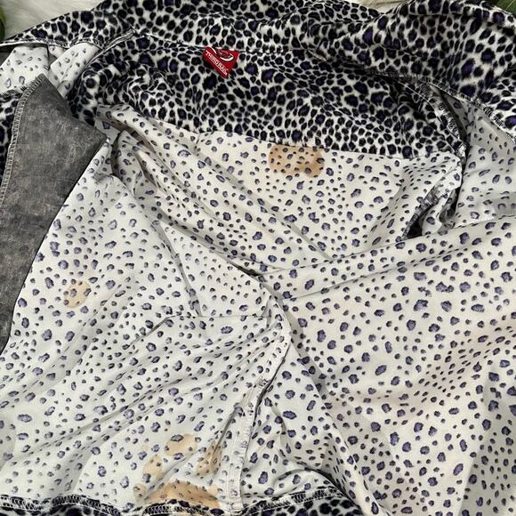 Third Rail Vintage Plush Fleece Longline Leopard Print Cozy Shacket Shirt Jacket - Picture 15 of 16